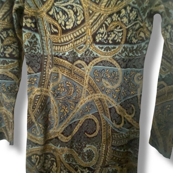 Peruvian Connection Kashmiri Pima Cotton Dress XSmall Black Turquoise Paisley - Picture 6 of 11